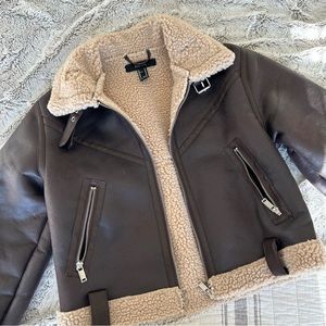 Sherpa Leather Aviator Jacket